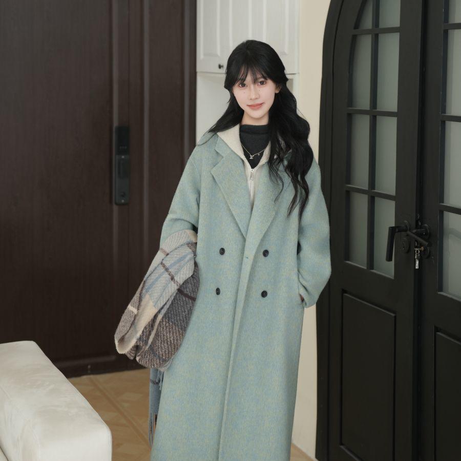 Korean-Style Double-Sided Wool Coat: Elegant, Versatile, Loose-Fitting, Long Women's Outerwear for Autumn and Winter