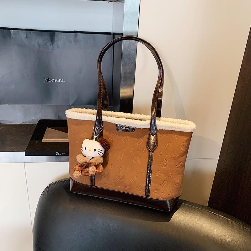 

Personalized simple casual retro bag fashion trend new tote bag 2025 autumn and winter women s shoulder bag Without pendant коричневий