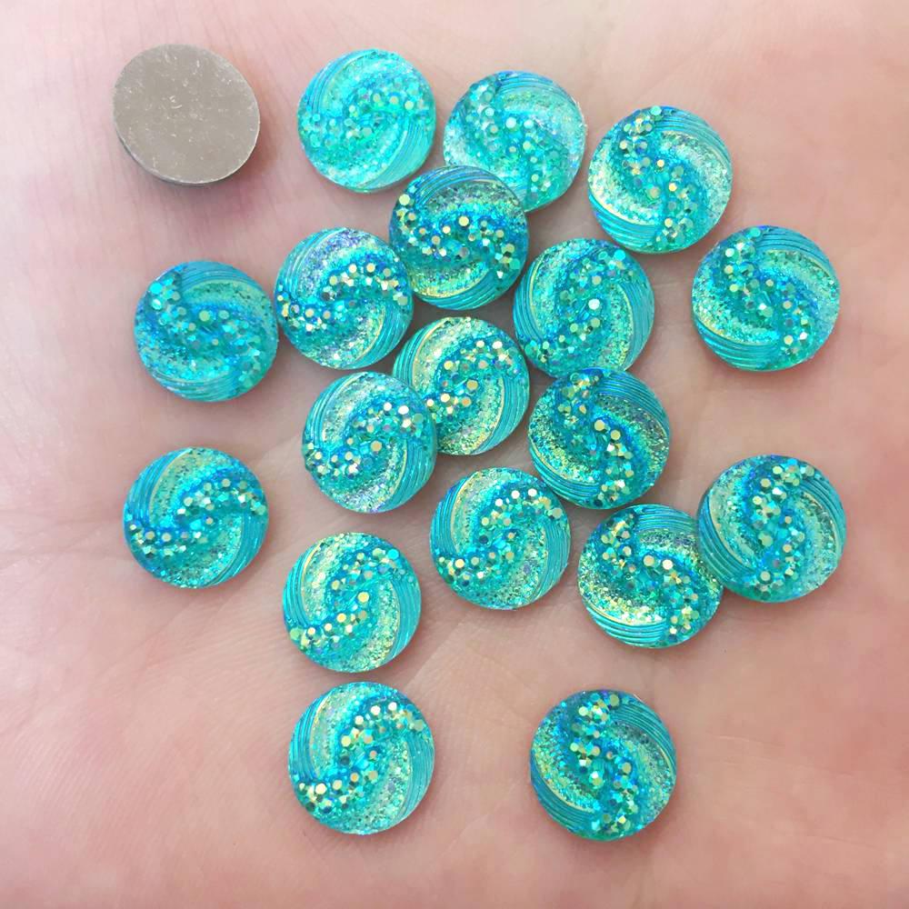 Buy 100PCS AB Resin 10mm Round Phoenix Tail Flatback Rhinestone Wedding ...