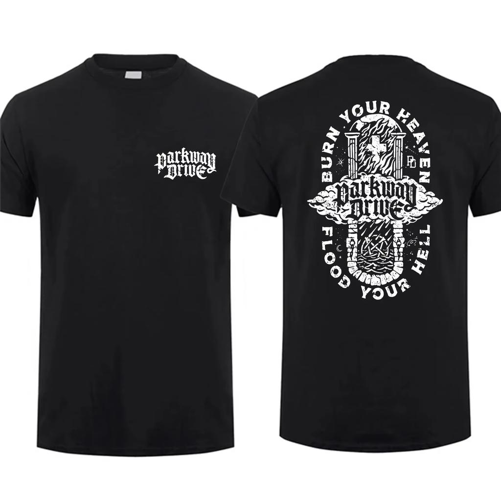 2025 Léto Nová Móda Pánské Tričko Oboustranný Potisk Černé Od Parkway Drive Super Velká Velikost Streetové Tričko