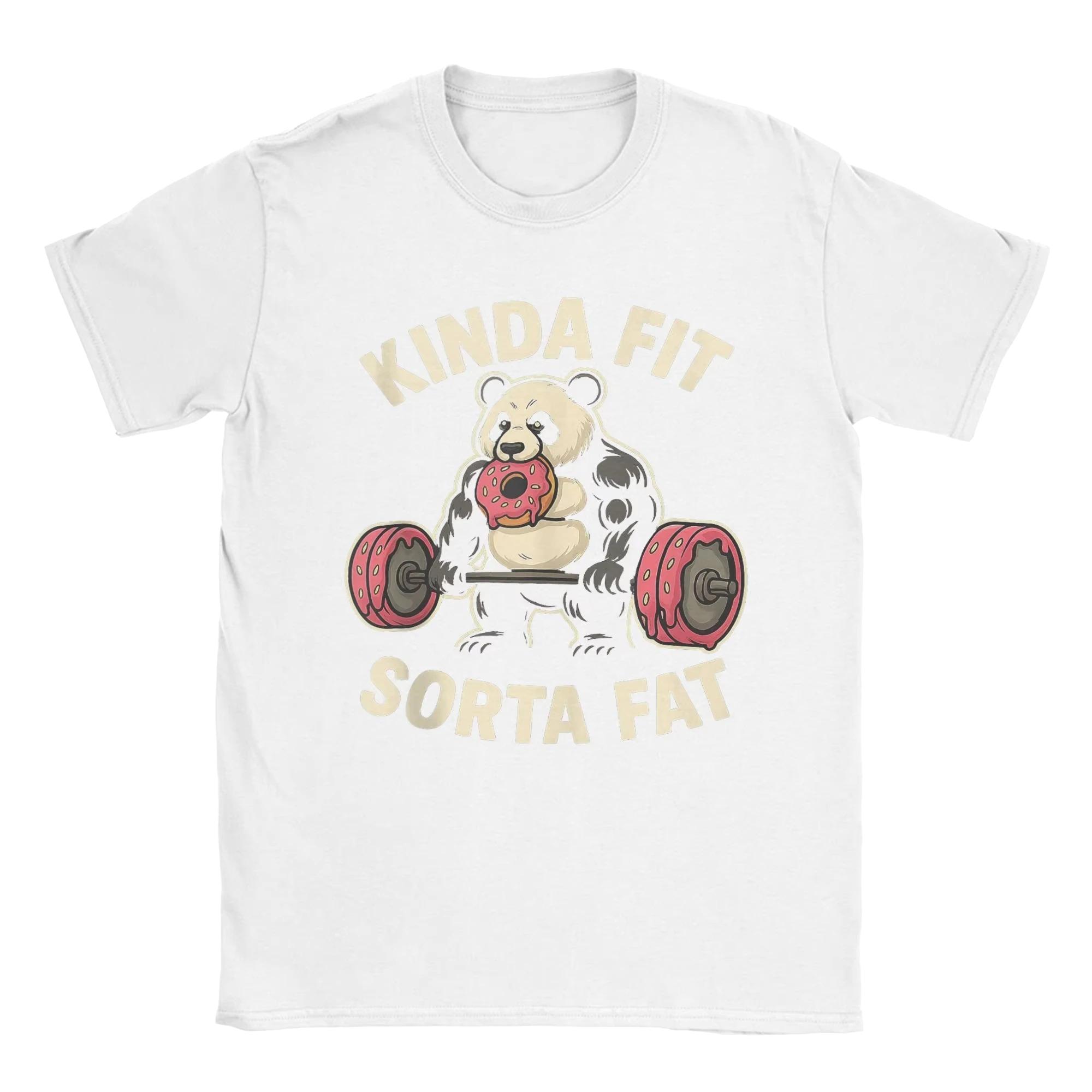 

Womens Tshirt Kinda Fit Sorta Fat Fun Gym Panda Weightlifting Printed Casual Womens Short Sleeved Tshirt Round Neck Top S