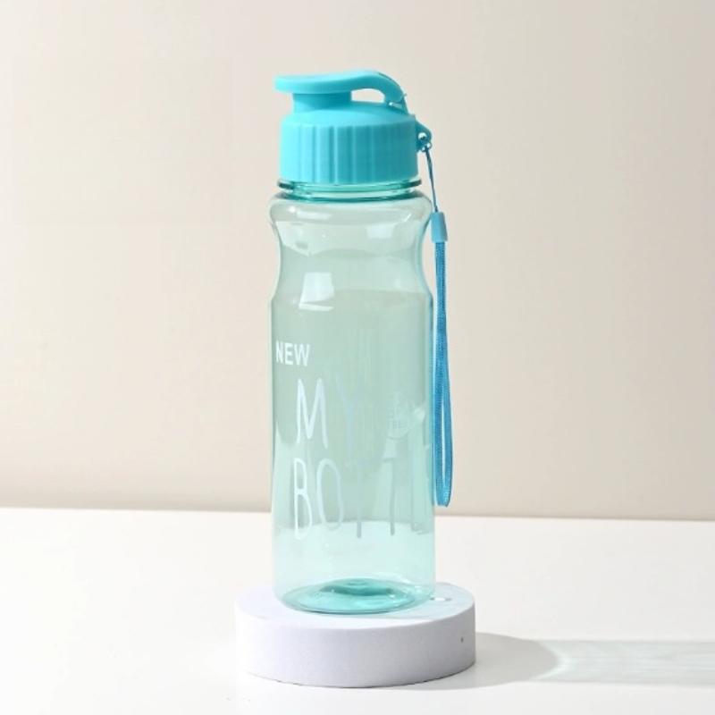 550ml Portable Plastic Water Bottle Sports Cup With Anti Drop Rope Outdoor Water Container Color Transparent Pet Flip Cover