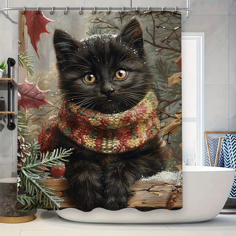 

Artistic Bathroom Curtain Featuring A Wild Wolf: A Beautiful Watercolor Design For Your Home Decor. W60H190(CM)-1 Pcs