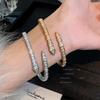 2026 European and American Zircon Snake Bracelet Women's Niche Design Plated 18k Snake Bone Opening Bracelet Fashion Bracelet