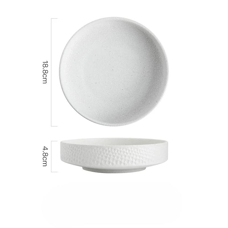 

Керамическая тарелка Домашняя кованая глубокая тарелка Тарелка для пасты Креативная матовая неглубокая миска Набор тарелок для западной кухни Японская посуда