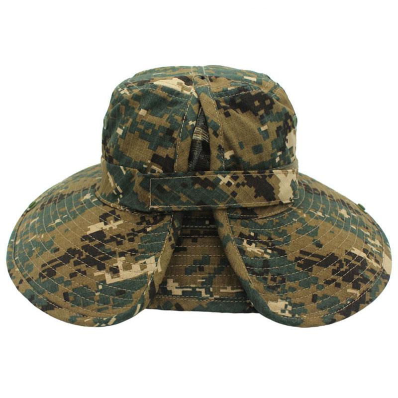 Men's Camouflage Fisherman Hat Women's Big Brim Trend Jungle UV Protection Outdoor Fishing Hunting Travel Hiking New Bucket Hat