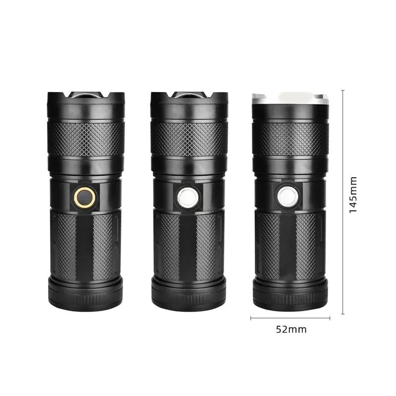 Super Bright Led Double Head Flashlight Waterproof Rechargeable Zoomable Torch Work Light Spotlight Floodling Lantern