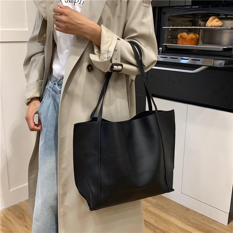 Large Capacity Tote Bag Retro Mother and Child Bag Simple Shoulder Bag Fashionable Women's Bag
