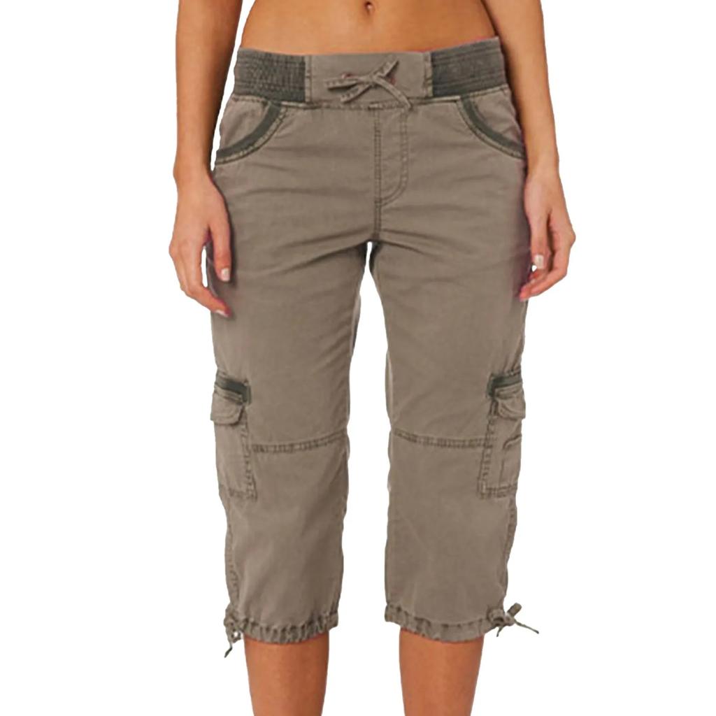 Kalhoty s mnoha kapsami Outdoor Y2k Kapsáče Dámské Streetwear Sportovní Zkrácené Kalhoty Kombinézy Tenké Volné Kapsáčové Šortky Pantalones