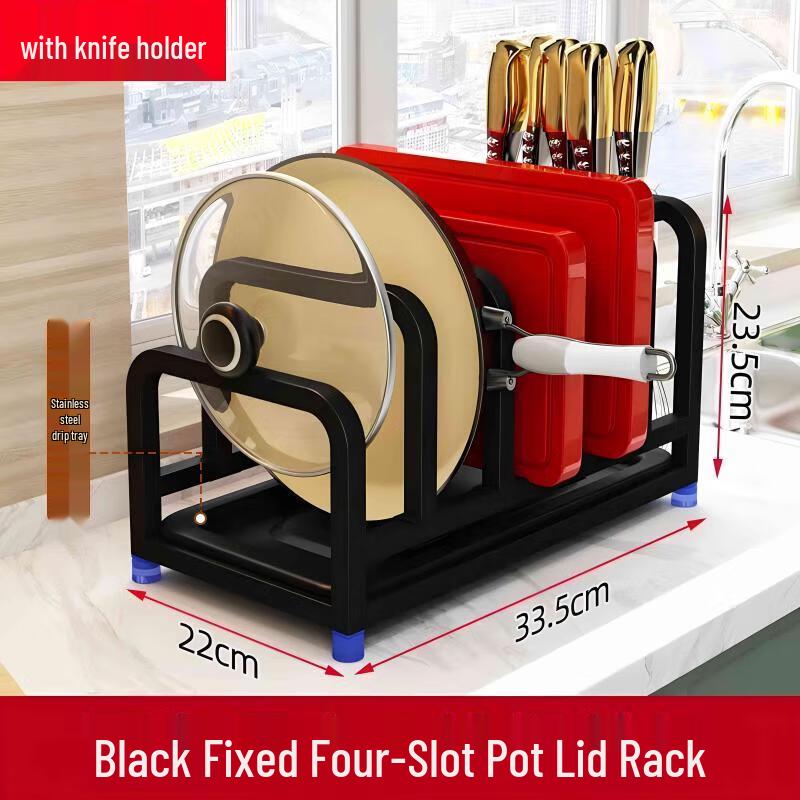 Stainless Steel Knife and Pot Lid Organizer Rack