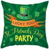 St. Patrick'S Day Pillow Case Green Cartoon Letter Four-Leaf Clover Sofa Cushion Cover Ireland National Day Pillow Cover