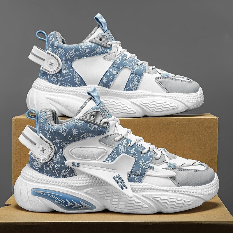 Shoes autumn youth student sports running shoes waterproof thick-soled wear-resistant high-top dad shoes