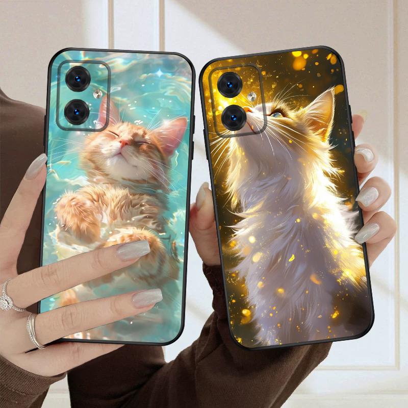Cat In the Water For Moto Edge 40 50 Neo 5G E 14 15 G04 G05 4G G24 G34 G35 G54 POWER G55 G75 G84 85 Silicone Soft Phone Case