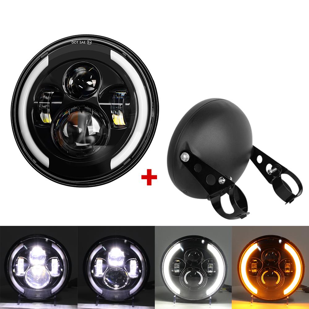 Universal 7.5" Round Head Light for Cafe Racer Bobber Honda 7inch LED Motorcycle Headlight