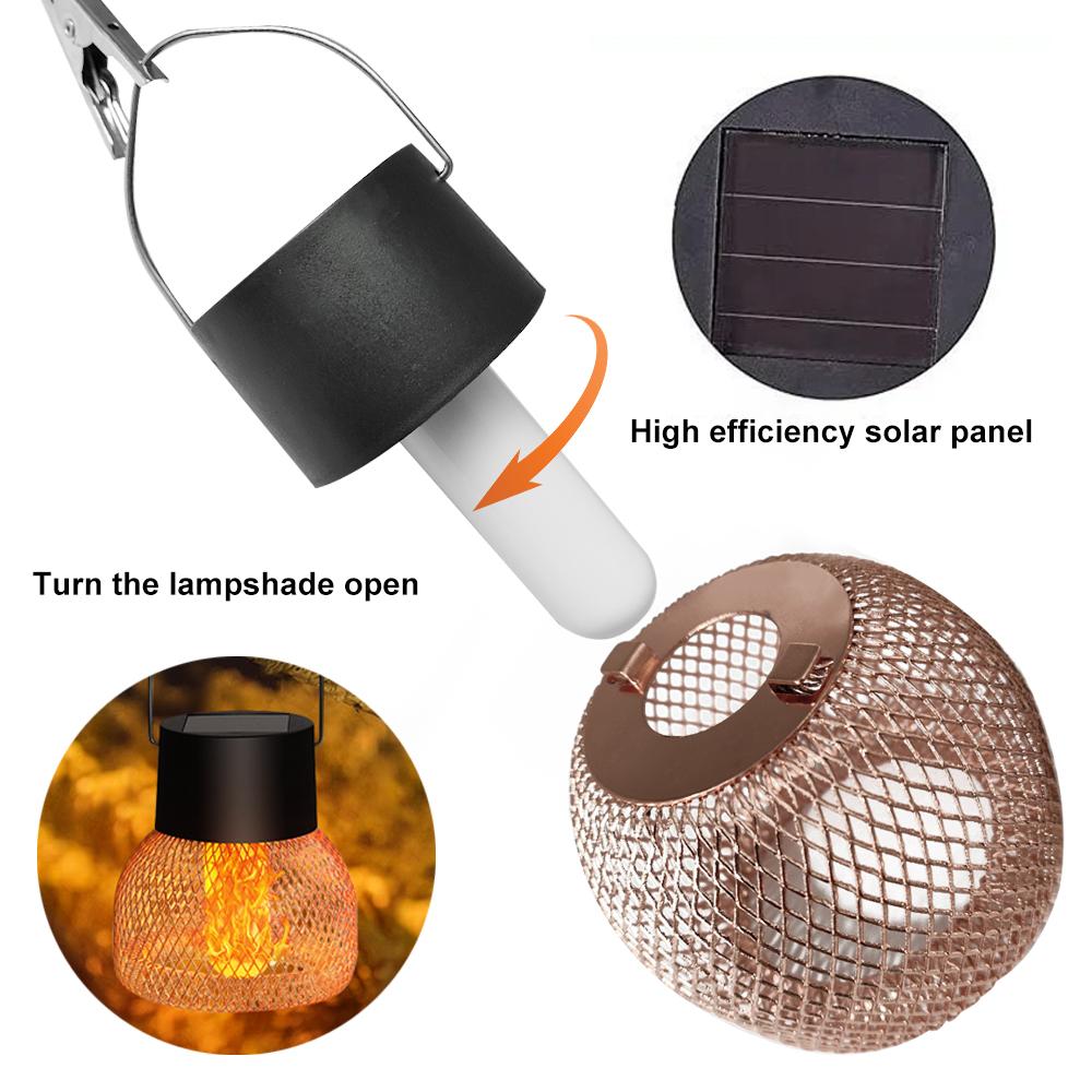 4PC Solar Hanging Lights Outdoor Garden Flickering Flame String Lights Waterproof Waterproof Patio Yard Fence Christmas Parties
