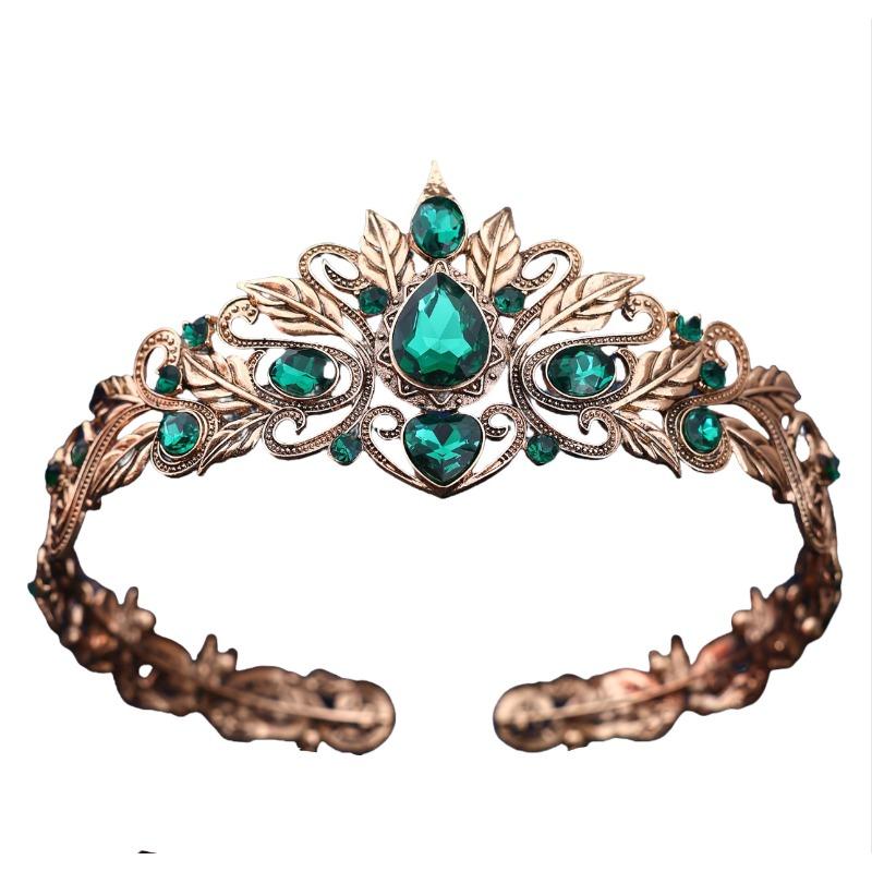 Europäische und Amerikanische Mode Barock Krone Kopfschmuck Retro Hof Rund Tropfenförmig Haarkrone Braut Performance Prinzessin Accessoire gray