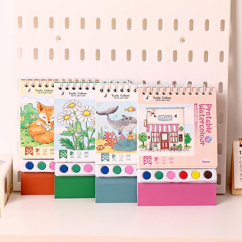 20 Sheet Sketchbook Drawing Picture Book Painting Brush Set Gouache Painting for Students Kids DIY Coloring Book Art Kit
