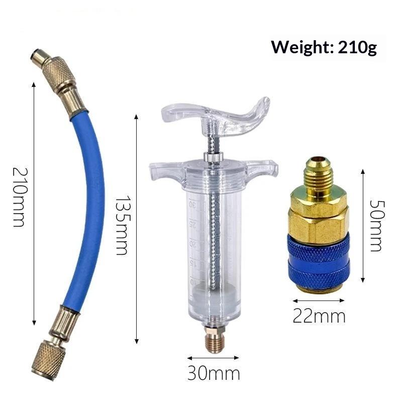 Car A/C Oil And Dye Injector With R-134A Low Side Quick Coupler Adapter 1/4 Sae, Explosion-Proof Refrigerant Filling Tool