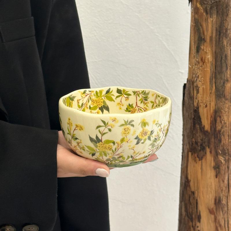 ins retro style ceramic rice bowl 2025 new home high-value tableware set housewarming new wedding gift