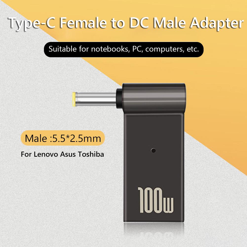 PD 100W PC Power Charger Supply Adapter Connector Female Type-C To DC Male Jack Plug Converter For Dell/HP/ASUS Laptops