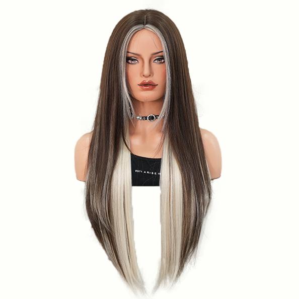 

Корейский прямой парик балаяж - синтетические волосы длиной до бедер с карамельными прядями, термостойкий парик для любителей азиатских волос 83cm коричневый