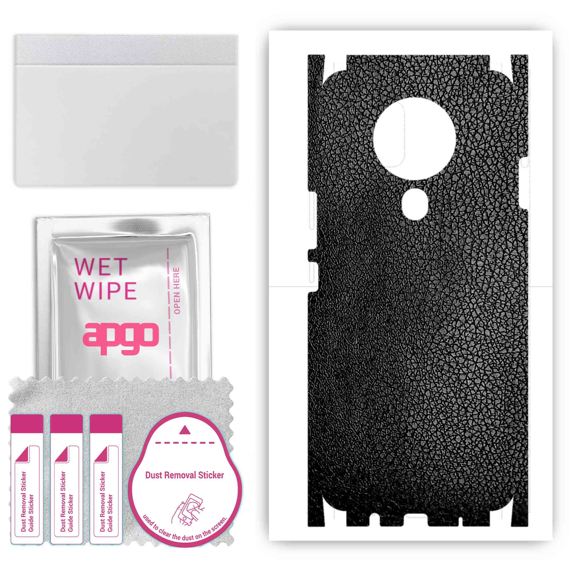 

apgo Protective Skin Sticker for the back+sides compatible with Tecno Spark 6, Full Wrap Film, Foil, Vinyl - Pattern Black Leather