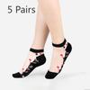 5 Pairs of Women's Summer Embroidered Non Slip Cotton Bottom Glass Silk Socks