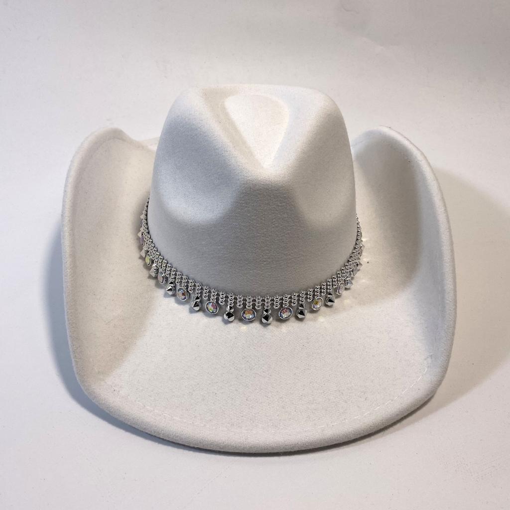 Felt Western Cowboy Hat Big Brim Hat Women's Rhinestone Accessories Top Hat Men's Premium New Jazz Hat