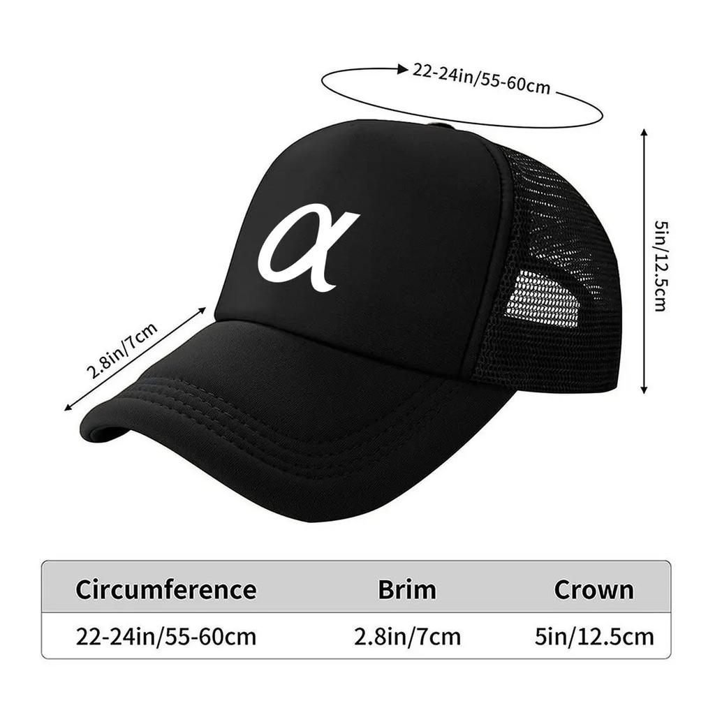 Alpha Symbol Minimalist  Inspired Greek Letter Art Design Mesh Baseball Cap