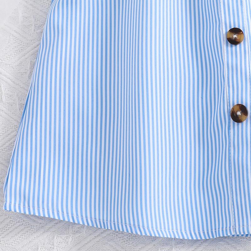 Summer Girl Dress Light Blue Stripe Ruffled Sleeveless V-Neck Dress Elegant Cute Daily Casual Vacation Style Outifits