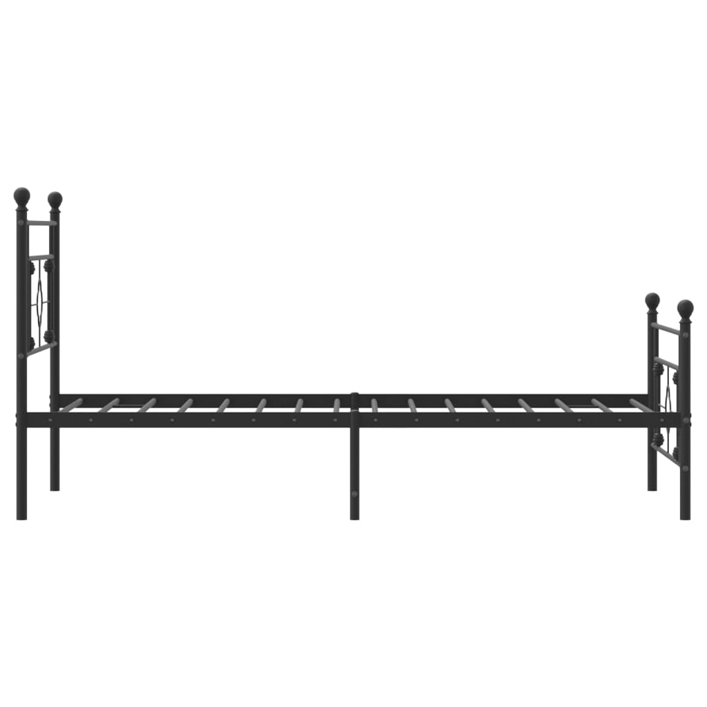 Metal Bed Frame with Headboard and Footboard Black 107 x 203 cm