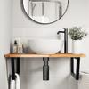 Wall Mounted Washbasin Shelf Steel and Acacia Wood
