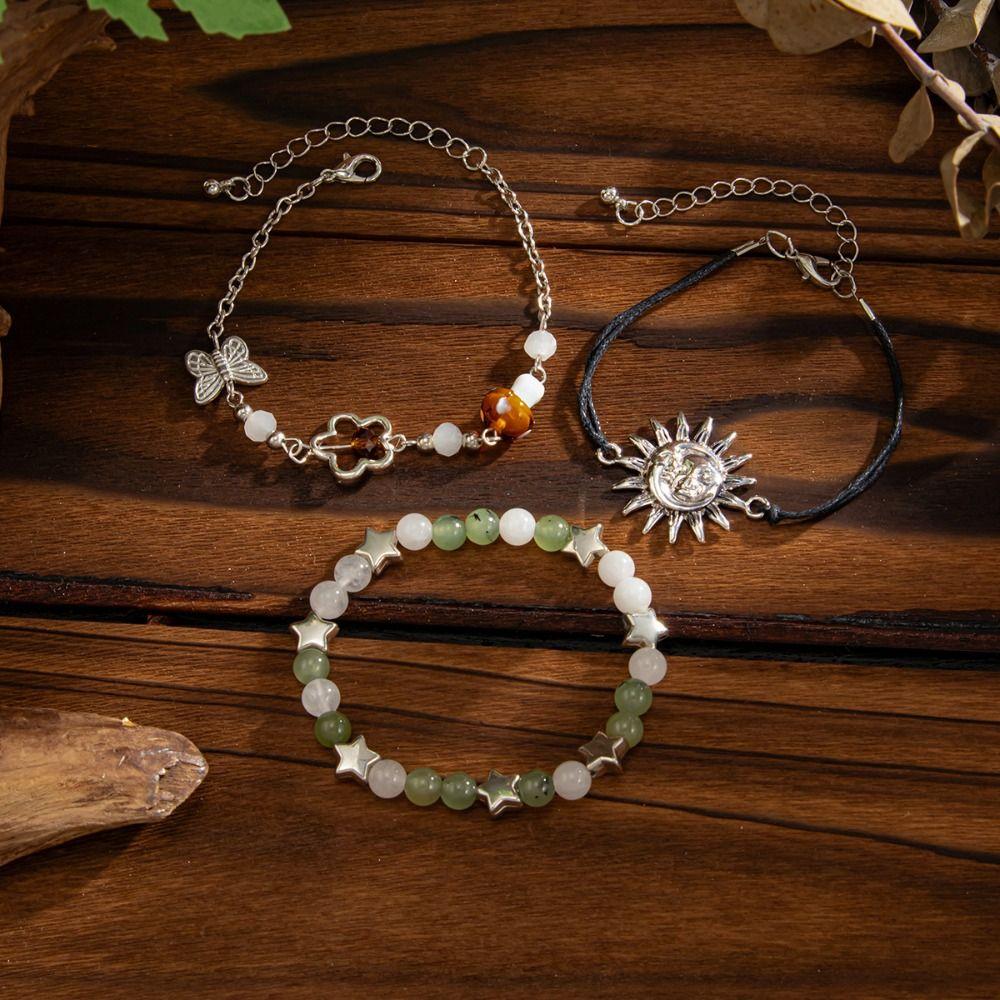 Multi-Layer Ethnic Style Bracelet Spiral Design Gravel Woven Bangle  Jewelry