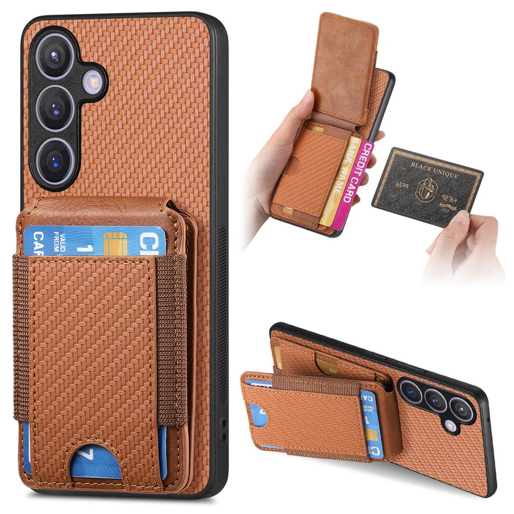 Pouzdro pro Samsung Galaxy S25+ s držákem karet a stojánkem, kožené, zadní kryt