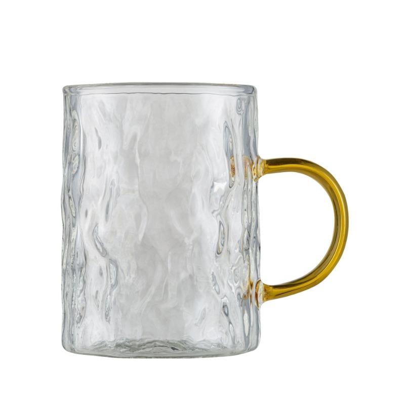 High-value glass water cup women's household flower tea cup with handle, explosion-proof and heat-resistant coffee cup