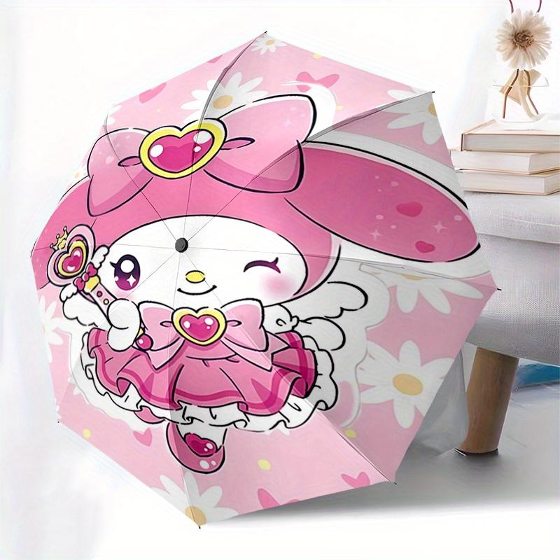 My Melody, Pink Automatic Opening and Closing Parasol Compact Travel Umbrella with 8 Ribs for Women and Men Ideal Birthday/Christmas Gift, O