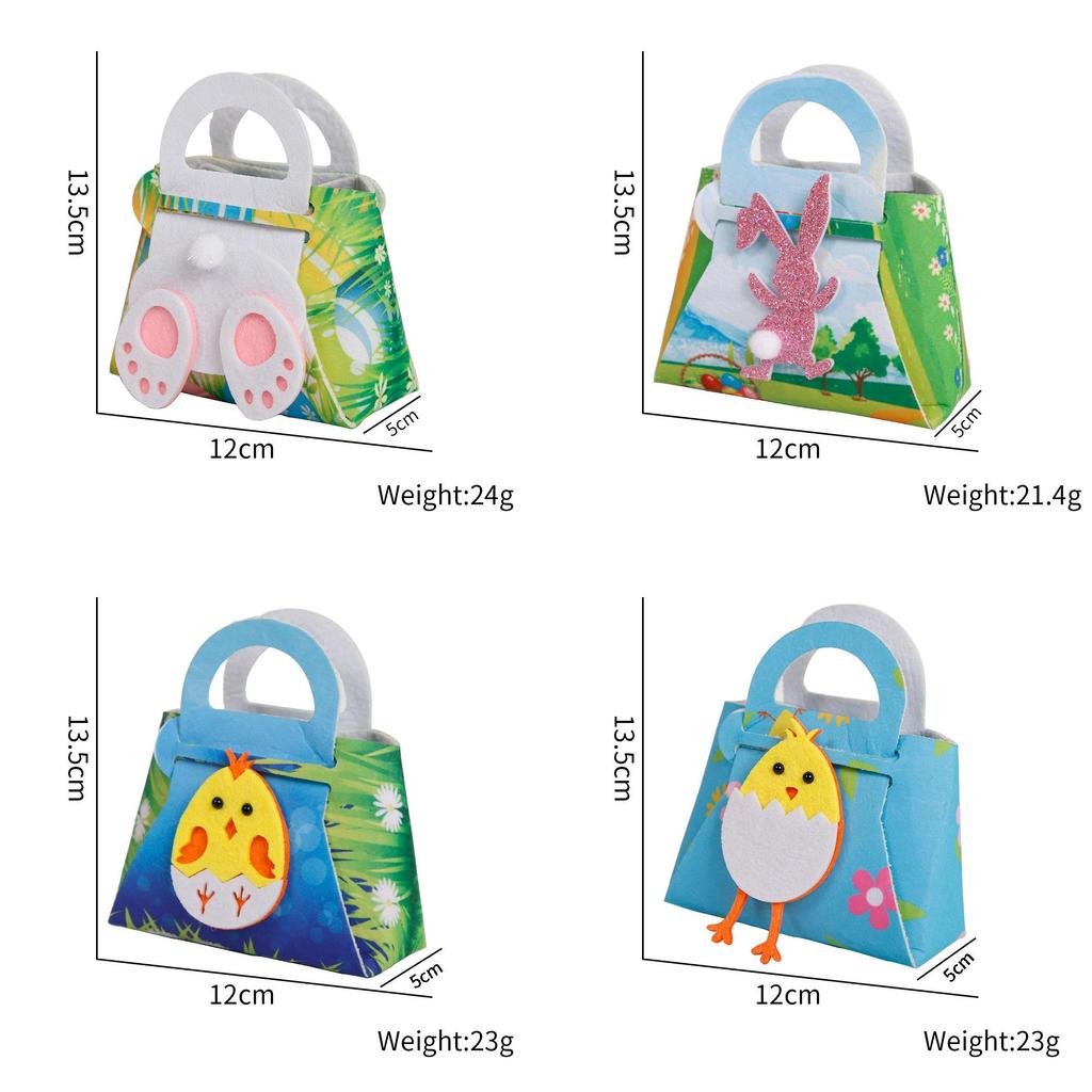 Delightful Easter Felt Carry Bags With Bunny And Chick Patterns Ideal For Candy And Gift Storage