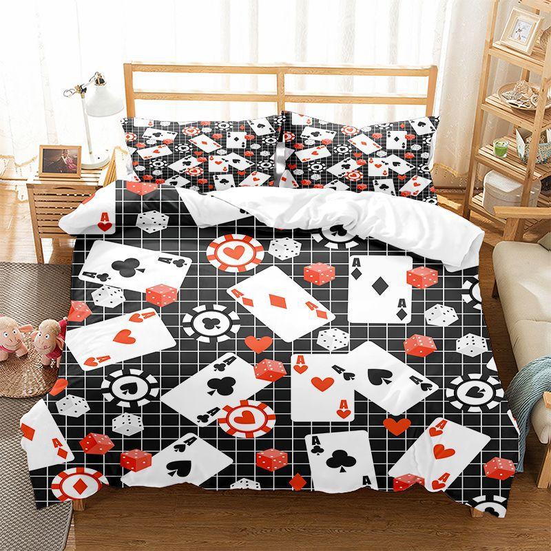 Playing Card Duvet Cover King Queen Size for Boys Girls Kids Couple Lover Bedding Set Microfiber Comforter Cover With Pillowcase