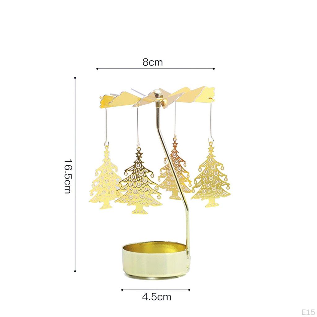 Rotary Candle Holder Aureate Metal Tealight Candlestick Ornament Romantic for Table Dinner Festival