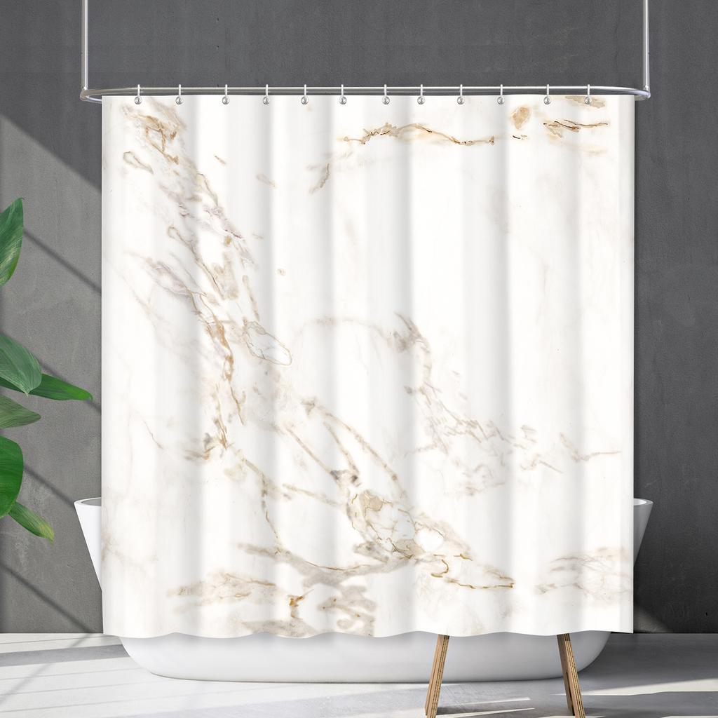 Shower Curtain Waterproof And Mildew-Proof Marble Pattern Bathroom Curtain Shower Curtain Partition Curtain Free Of Punching
