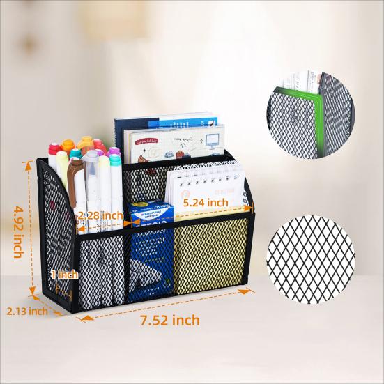 Magnetic Pen Holder 3 Compartments Heavy Duty Metal Fridge Whiteboard School Office Supplies Stationery Storage Organizer Rack