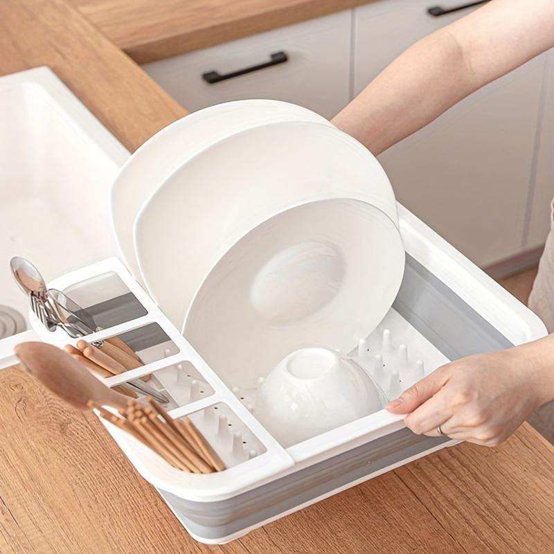 Foldable Dish Rack, Cutlery Storage Rack, Foldable Dish Rack, Drain Above Sink, Fruit and Vegetable Cleaning Sink Drain Basket