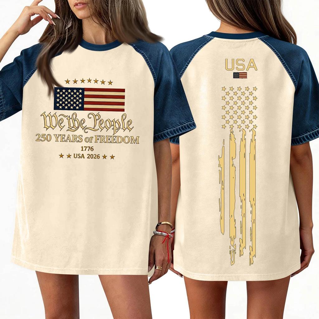 Women's Denim Patchwork Top, Casual Short-sleeved Comfortable T-shirt, Fashionable For Spring And Summer.