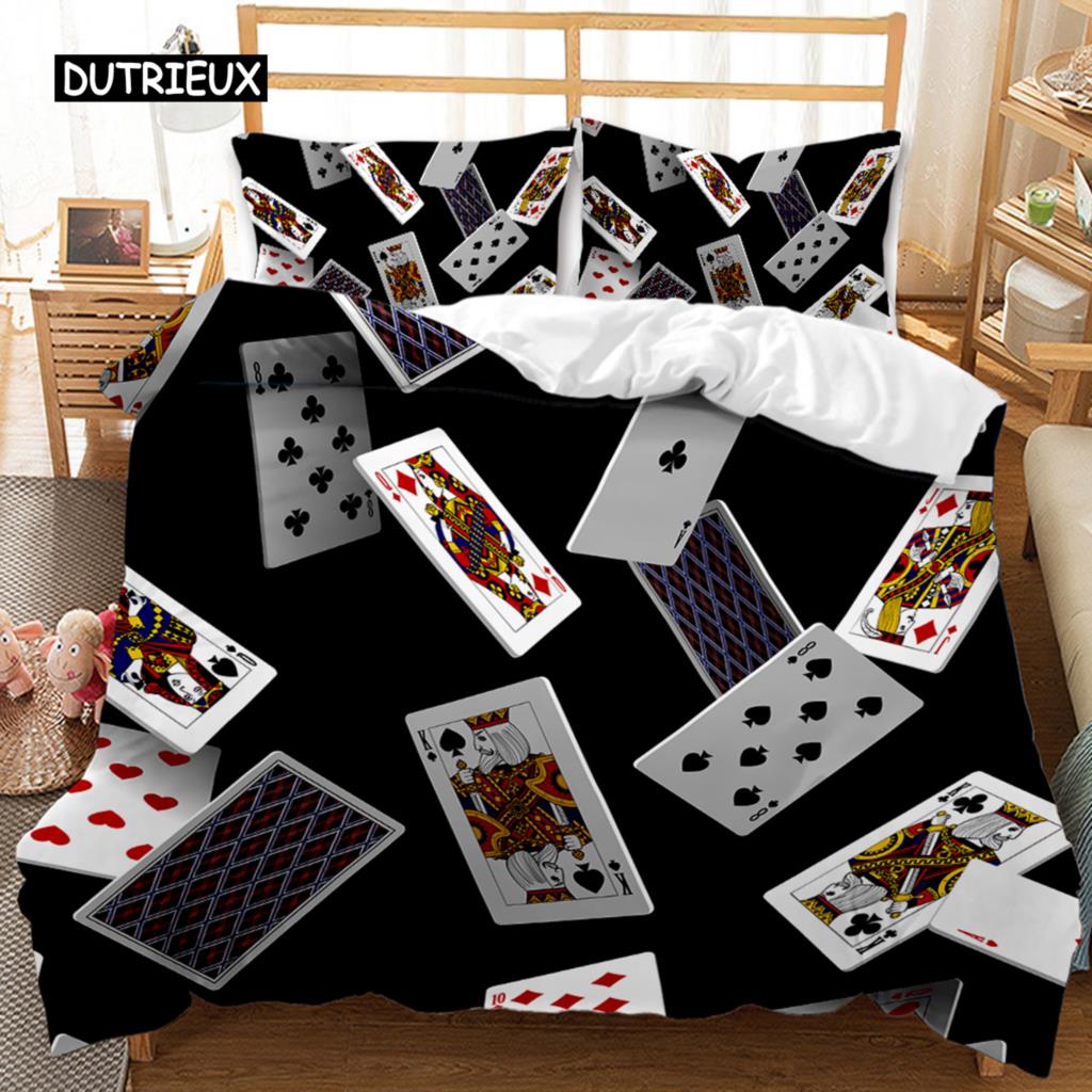 

Покерный комплект постельного белья для карточных игр, игровой комплект постельного белья, пододеяльник для ретро-игры для взрослых, двойной, королевский, полиэстеровый чехол-кровать EU single(135x200cm)