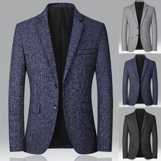 Männer Blazer Einfarbig einreiher Herbst Winter Revers Tasten Anzug Jacke für Den Täglichen Verschleiß
