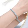 High Carbon Diamond Light Luxury Temperament 4 * 6 Sea Blue Diamond Full Diamond High-End Bracelet