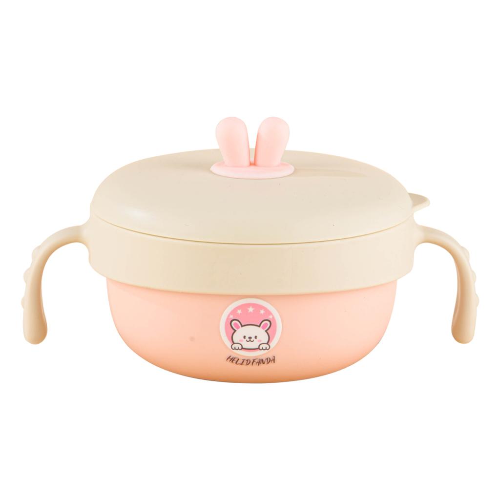 316 Stainless Steel Rice Bowl Children Tableware Anti-scald Food Container With Cutlery Double Handle Kid Feeding Bowl