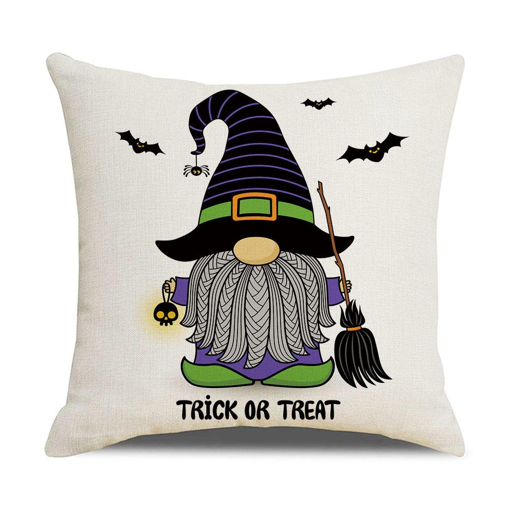 Halloween Pillowcase New Linen Digital Print Home Decoration Purple Pumpkin Cushion Cover