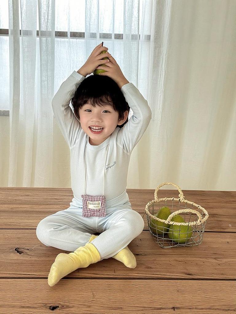 Kids' Lightweight Cotton Underwear Set - Autumn/Winter Pajamas for Elementary Students