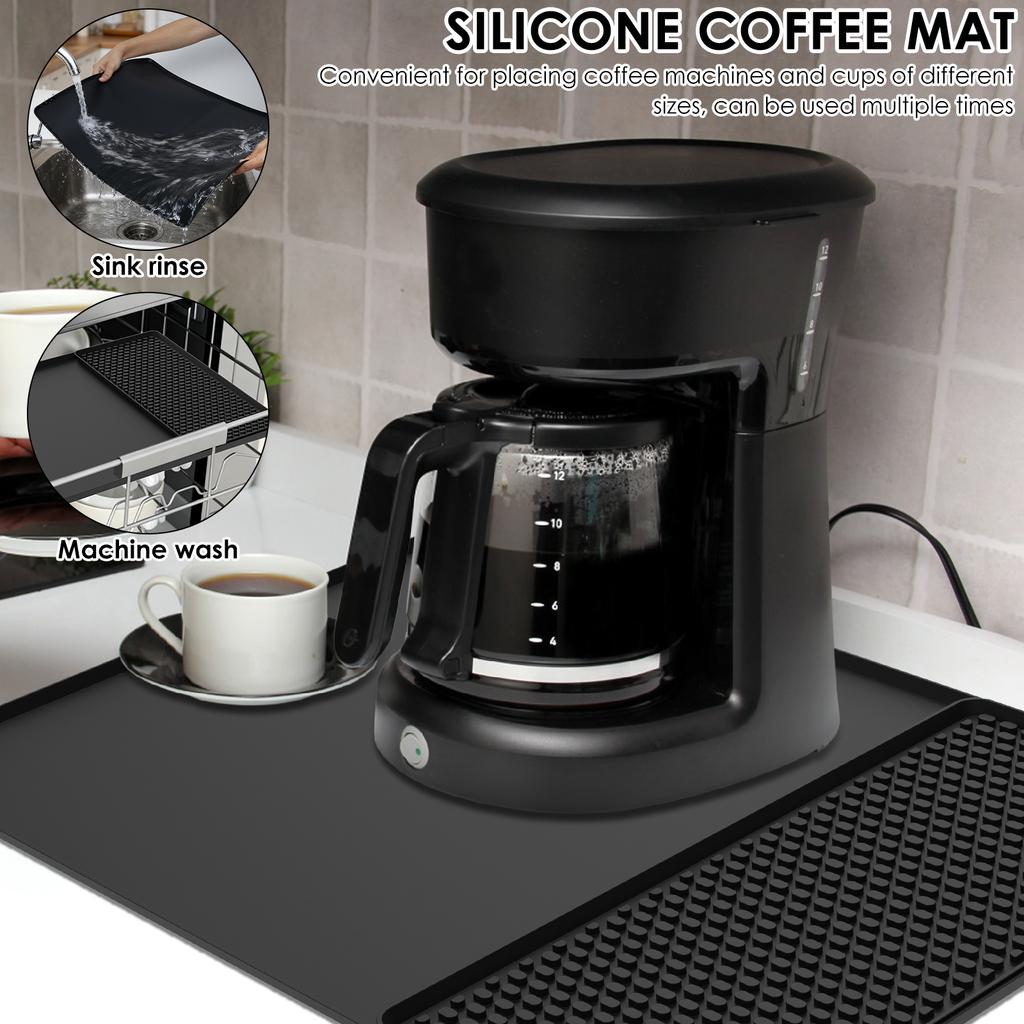 1 Pc Silicone Coffee Mat Detachable Espresso Machine Mat Multi-purpose Dish Drying Pad Non-Slip Bar Mats for Countertops Kitchen